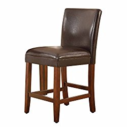 Kinfine Parsons Leatherette Counter Height Chair, Brown, 24-Inch