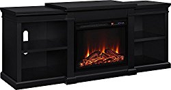 Ameriwood Home Manchester Electric Fireplace TV Stand for TVs up to 70″, Black