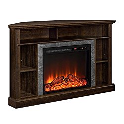 Ameriwood Home Overland Electric Corner Fireplace for TVs up to 50″ Wide, Espresso