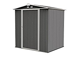Arrow EZ6565LVCCCR 6′ x 5′ Steel Storage Shed in Charcoal with Cream Trim
