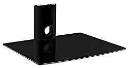 Mount-It! MI-801 Floating Wall Mounted Shelf Bracket Stand for AV Receiver, Component, Cable Box, Playstation4, Xbox1, VCR Player, Blue Ray DVD Player, Projector, Load Capacity 22 lbs, One Shelf, Tinted Tempered Glass