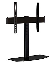 Mount-It! Universal Tabletop TV Stand Mount and AV Media Glass Shelf, TV Mount Bracket Fits 32, 37, 40, 47, 50, 55 Inch TVs, Height Adjustable, VESA 600×400, Black (MI-843)