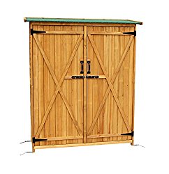 Outdoor Wooden Storage Shed Utility Tools Organizer Garden Lawn w/ Lockable Double Doors