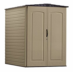 Rubbermaid Plastic Large Outdoor Storage Shed,159 cu. ft., Sandalwood with Onyx Roof (FG5L3000SDONX)