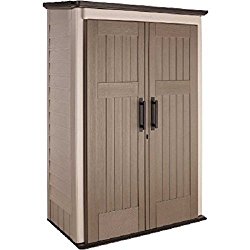 Rubbermaid Plastic Large Vertical Outdoor Storage Shed, 52-cu. ft., Beige (1887157)