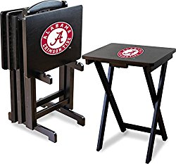 Imperial Officially Licensed NCAA Merchandise: Foldable Wood TV Tray Table Set with Stand, Alabama Crimson Tide