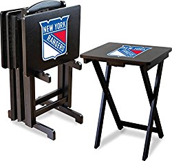 Imperial Officially Licensed NHL Merchandise: Foldable Wood TV Tray Table Set with Stand, New York Rangers