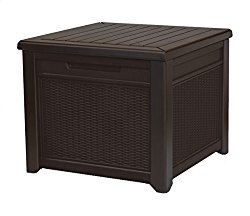 Keter 55 Gallon Outdoor Rattan Style Storage Cube Patio Table