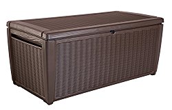 Keter Sumatra 135 gallon Outdoor Storage Rattan Deck Box, Brown