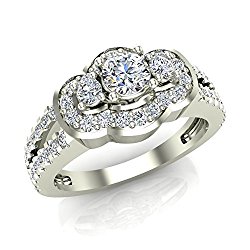 1.03 ct tw Three Stone Split Shank Wide look Anniversary Engagement Ring 14K Gold (G,SI)