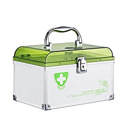 AZDENT Portable Medicine Storage Box Organizer with Compartments 8.46″X5.87″X5.51″ Medicine Lock Box Green