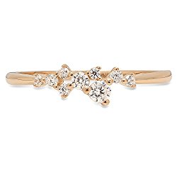 Clara Pucci Round Cut cluster Pyramid Bridal Anniversary Engagement Wedding Promise Ring Band 14K Yellow Gold, 0.03CT