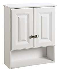 Design House 531715 Wyndham White Semi-Gloss Bathroom Wall Cabinet with 2-Doors and 1-Shelf, 22-Inches Wide by 26-Inches Tall by 8-Inches Deep