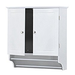 go2buy White Wall Mounted Cabinet Kitchen/Bathroom Wooden Medicine Hanging Storage Organizer