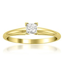 14k Yellow Gold Princess-cut Solitaire Diamond Engagement Wedding Ring (1/4 cttw, I-J, I2)