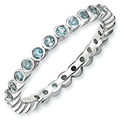 2.25mm Sterling Silver Stackable Expressions Bezel Set Blue Topaz Eternity Ring