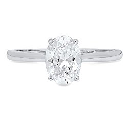 1.20 ct Brilliant Oval Cut Solitaire Engagement Wedding Promise Bridal Ring in Solid 14k White Gold, Clara Pucci