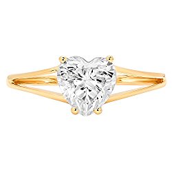 1.70 ct Brilliant Heart Cut Solitaire Engagement Wedding Bridal Anniversary Promise Ring in Solid 14k Yellow Gold Clara Pucci