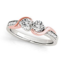 14k Two-gold Round-cut Two-stone Diamond Ring (1/2 cttw, J-K, I1-I2) Size 4-9