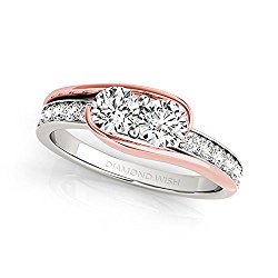 14k Two-gold Round-cut Two-stone Diamond Ring (1/2 cttw, J-K, I1-I2) Size 4-9