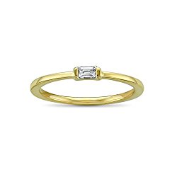 14k Yellow Gold Baguette Solitaire Diamond Promise Ring (1/10 cttw, I-J, SI2-I1)