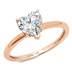 2.20 ct Heart Cut Solitaire Engagement Wedding Bridal Anniversary Promise Ring Solid 14k Rose Gold, Clara Pucci