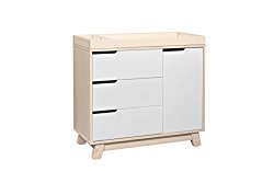 Babyletto Hudson 3-Drawer Changer Dresser with Removable Changing Tray, Washed Natural / White