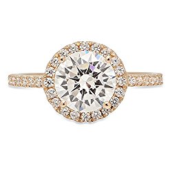 Clara Pucci Round Cut Halo Solitaire Wedding Anniversary Promise Engagement Ring Bridal band 14k Yellow Gold, 1.7CT