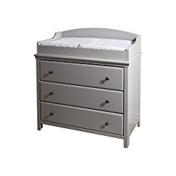 South Shore Cotton Candy Changing Table with Drawers, Soft Gray