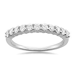 Platinum 11-Stone Round Diamond Bridal Wedding Band Ring (1/2 cttw, H-I, VS2-SI1)