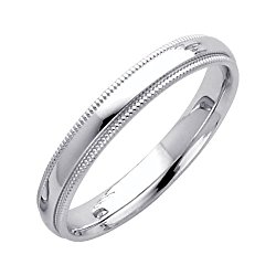Wellingsale Ladies 14k Yellow -OR- White Gold Solid 3mm COMFORT FIT Milgrain Traditional Wedding Band Ring