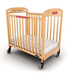 Child Craft Safe Haven Daycare Evacuation Compact Crib with Casters, Natural