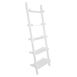 70 Inch 5 Tier Wood Leaning Ladder Shelf Bookcase Bookshelf Storage Shelves Unit