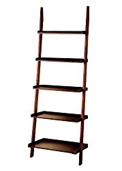 Furniture of America Klaudalie 5-Tier Ladder Style Bookshelf, Cherry