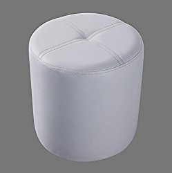 Kings Brand Furniture Round Ottoman Stool (White Vinyl)