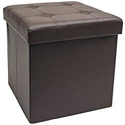 Sorbus Faux Leather Folding Storage Ottoman Cube Foot Rest Stool Seat (Chocolate)