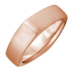 14K Rose Gold Traditional Top Flat Men’s Square Comfort Fit Wedding Band (5mm)