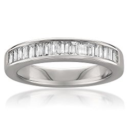 14k White Gold Baguette Diamond Bridal Wedding Band Ring (3/4 cttw, H-I, SI1-SI2)