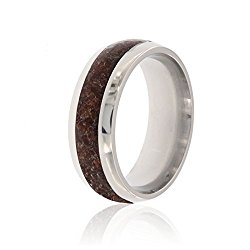 New Dinosaur Bone Ring Made With Titanium And Handcrafted With Dinosaur Bone Fossil – USA Made Comfort Fit Wedding Bands 8mm Wide