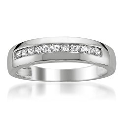Platinum Princess-cut Diamond Men’s Wedding Band Ring (1/2 cttw, H-I, SI2-I1)