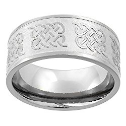 Titanium 10mm Wedding Band Celtic Knot Ring Flat Comfort Fit, sizes 7 – 14