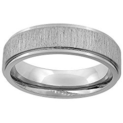 Titanium 6mm Wedding Band Ring Brushed center Recessed Edges Flat Comfort Fit, sizes 7 – 14