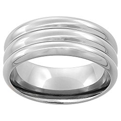 Titanium 9mm Wedding Band Ring 3 Dome Pattern Domed polished Finish Comfort Fit, sizes 7 – 14