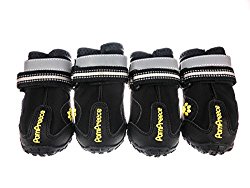 Xanday Dog Boots Waterproof Dog Shoes Paw Protectors with Reflective Straps and Wear-resisting Soles 4Pcs(Black06)