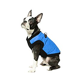 Gooby Fashion Quilted Bomber Dog Vest with Stretchable Chest, Blue, Large