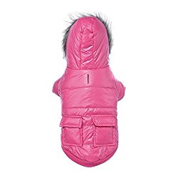 LESYPET Cold Weather Dog Coat for Small to Medium Breeds Dog with Cute Hoodies Pink, Small