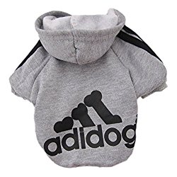 Moolecole Pet Sports Apparel Cat & Dog Cold Weather Coats Dog Hoodies Pet Sweaters (S, Grey)