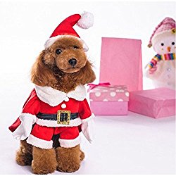 NACOCO Pet Christmas Costumes Dog Suit with Cap Santa Suit Dog Hoodies (Medium)