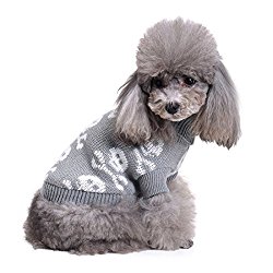 S-Lifeeling Skull Dog Sweater Holiday Halloween Christmas Pet Clothes Soft Comfortable Dog Clothes – Grey