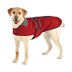 Casual Canine Fleece-Lined Reflective Dog Jacket for Safety, Red, XX-Large
